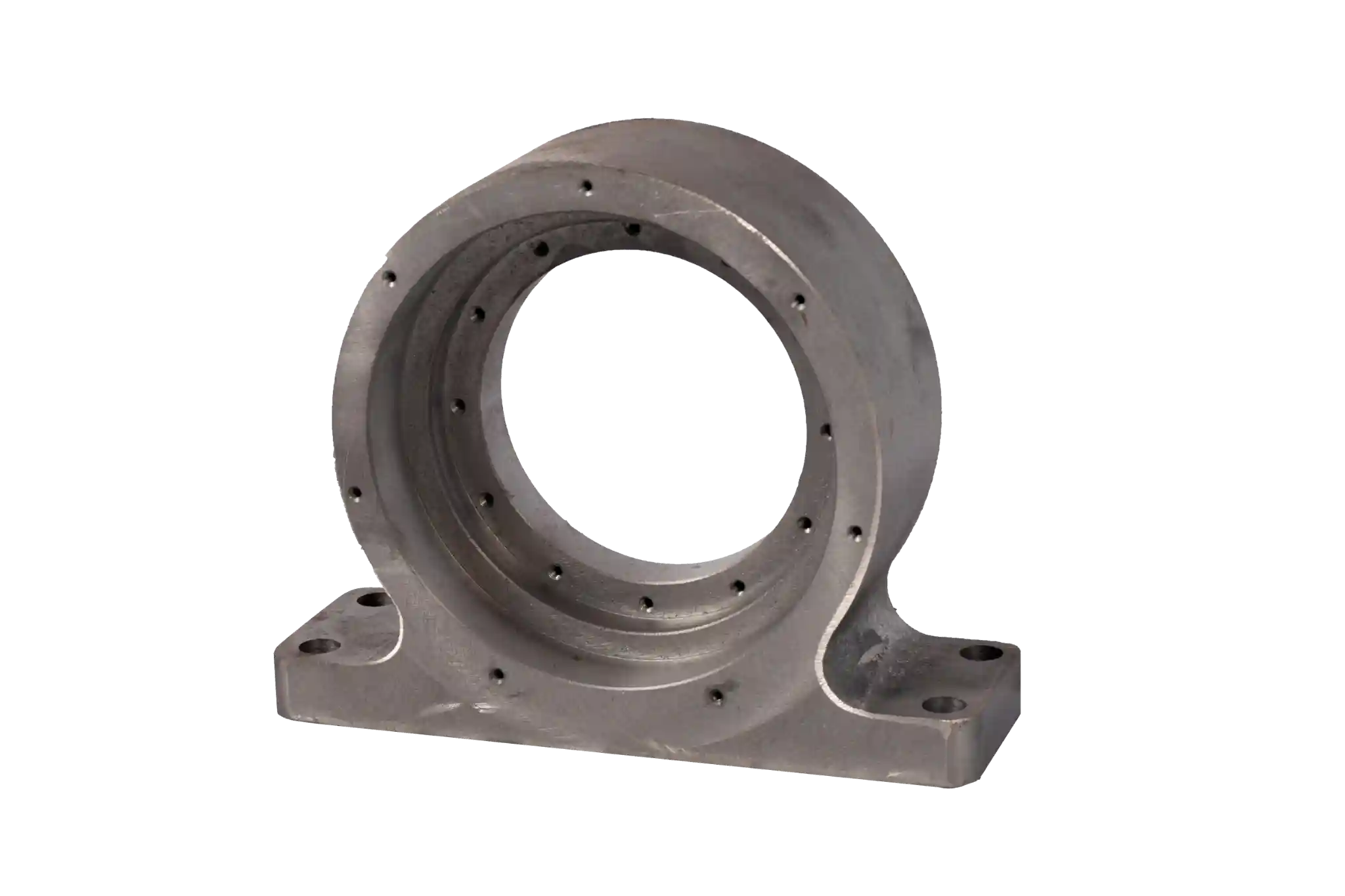 Cast steel pillow block housing with machined bore and mounting base