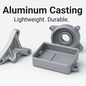 Aluminum cast components including housing and bracket, showcasing lightweight and durable design