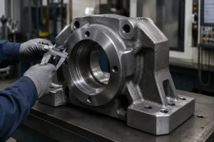 Cast steel component inspection with machined surfaces