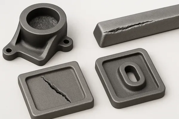 Four types of common casting defects compared visually