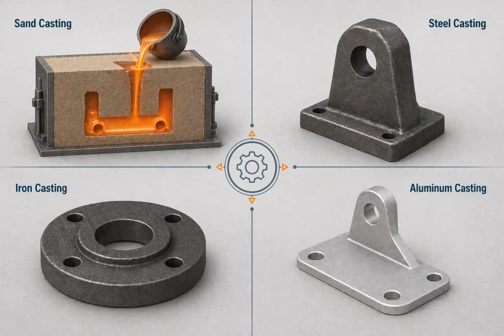 Visual comparison of sand casting steel casting iron casting and aluminum casting processes