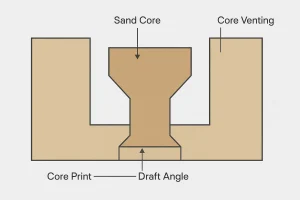 Core design principles illustration for sand casting