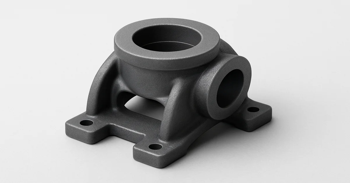 Cast steel component on light gray background