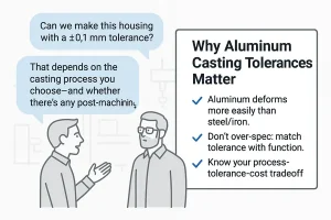 Illustration showing why dimensional tolerances matter in aluminum casting design.