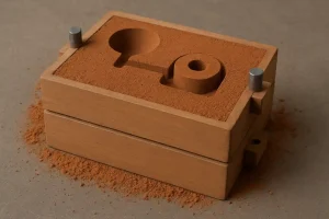 Sand mold step 4 gating and closing
