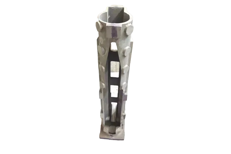 Processed gravity die cast part with machined cavity and mounting structure