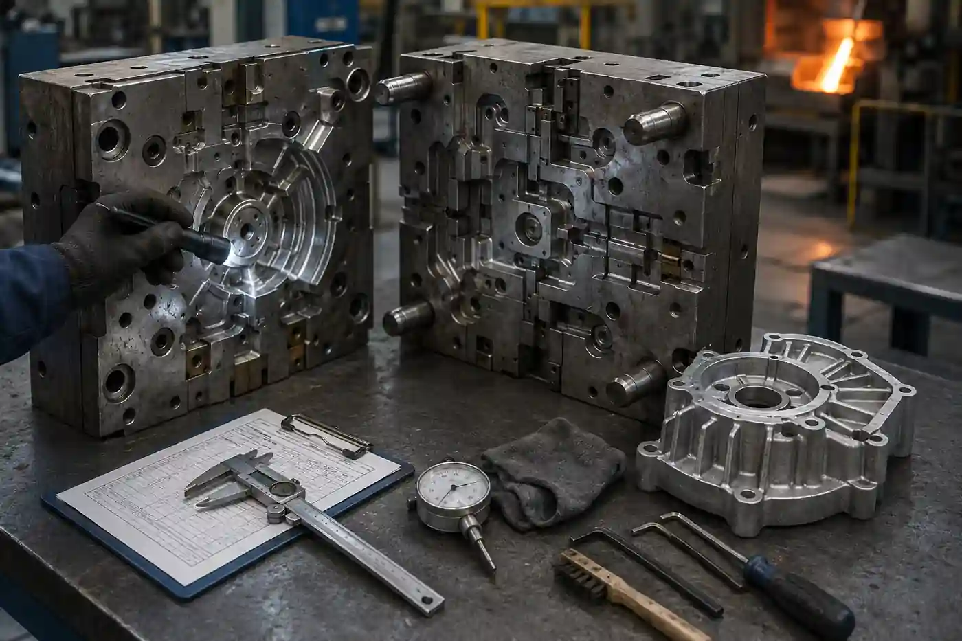 Low pressure aluminum casting mold inspection for mold life and maintenance