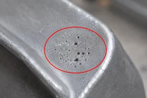 Porosity defect on low-pressure die cast aluminum surface