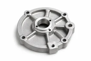 A356 aluminum cast end cover with machined bore and mounting holes