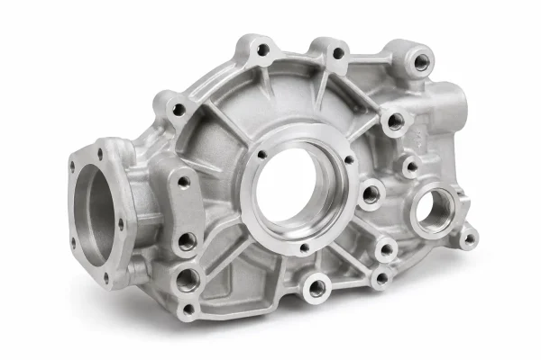 a360-aluminum-alloy-pump-housing Pumpengehäuse aus A360-Aluminiumlegierung mit bearbeiteten Dichtflächen und Gewindebohrungen