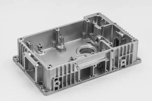 A380 aluminum alloy casting housing with ribs and machined mounting features