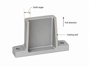 Draft angle and pull direction on an aluminum casting wall