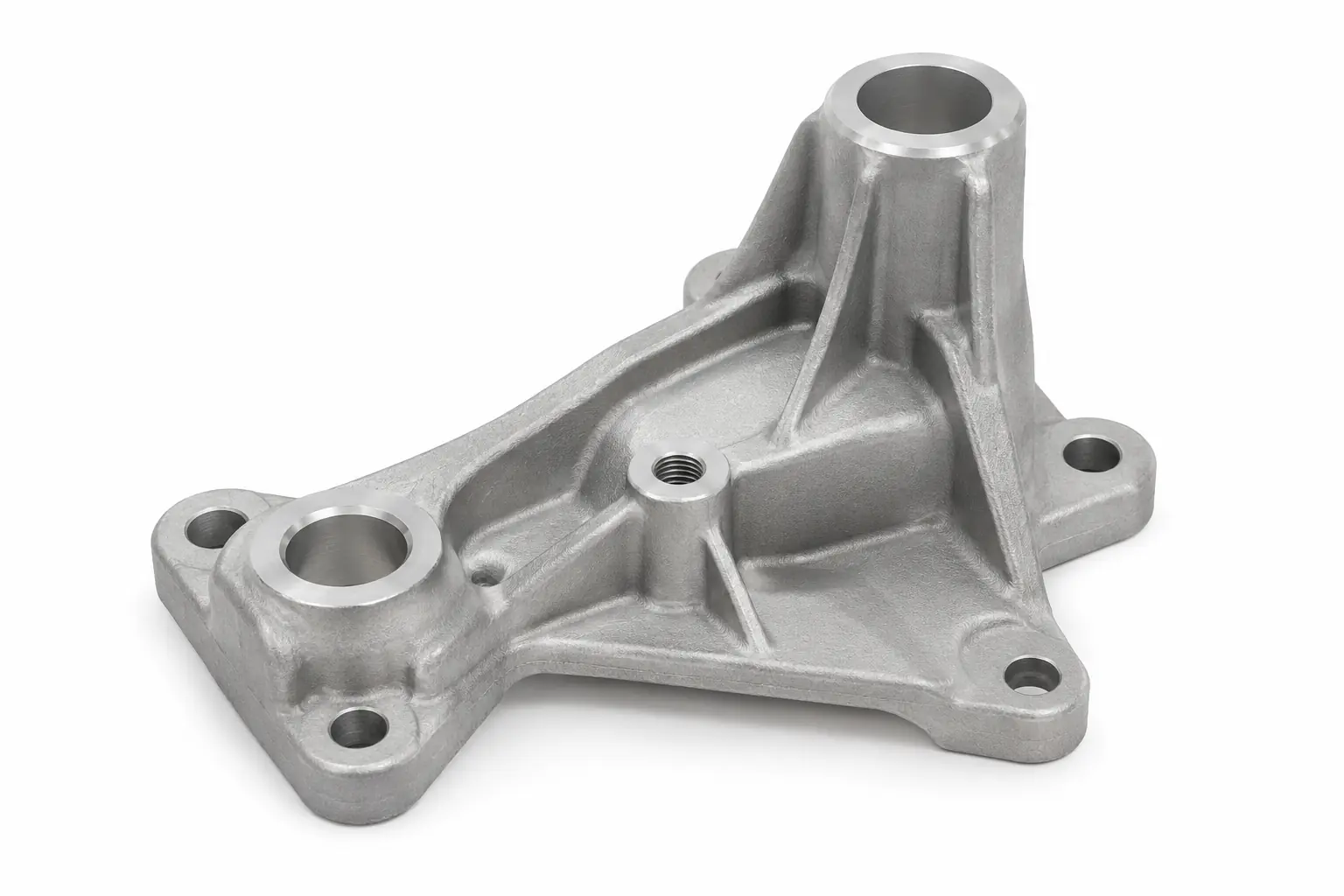 Aluminum casting end cover with machined center hole and mounting holes