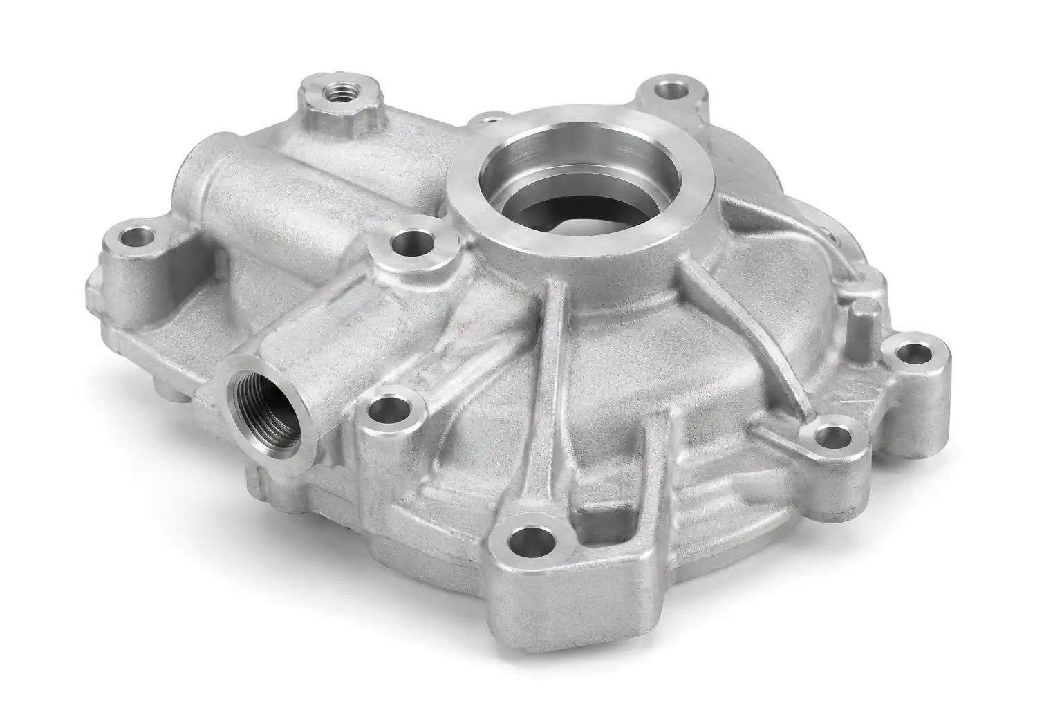 LM6 aluminum alloy casting cover with machined bore and mounting holes
