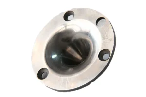 Machined stainless steel flange part with bolt holes and polished inner surface