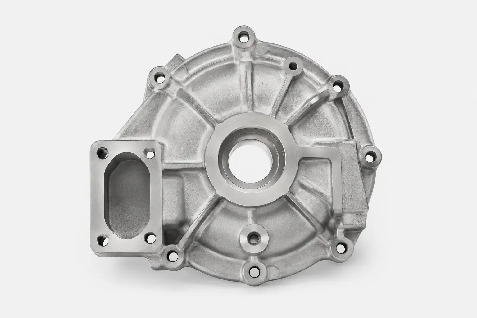 ZL104 aluminum alloy casting cover with machined bore and mounting holes