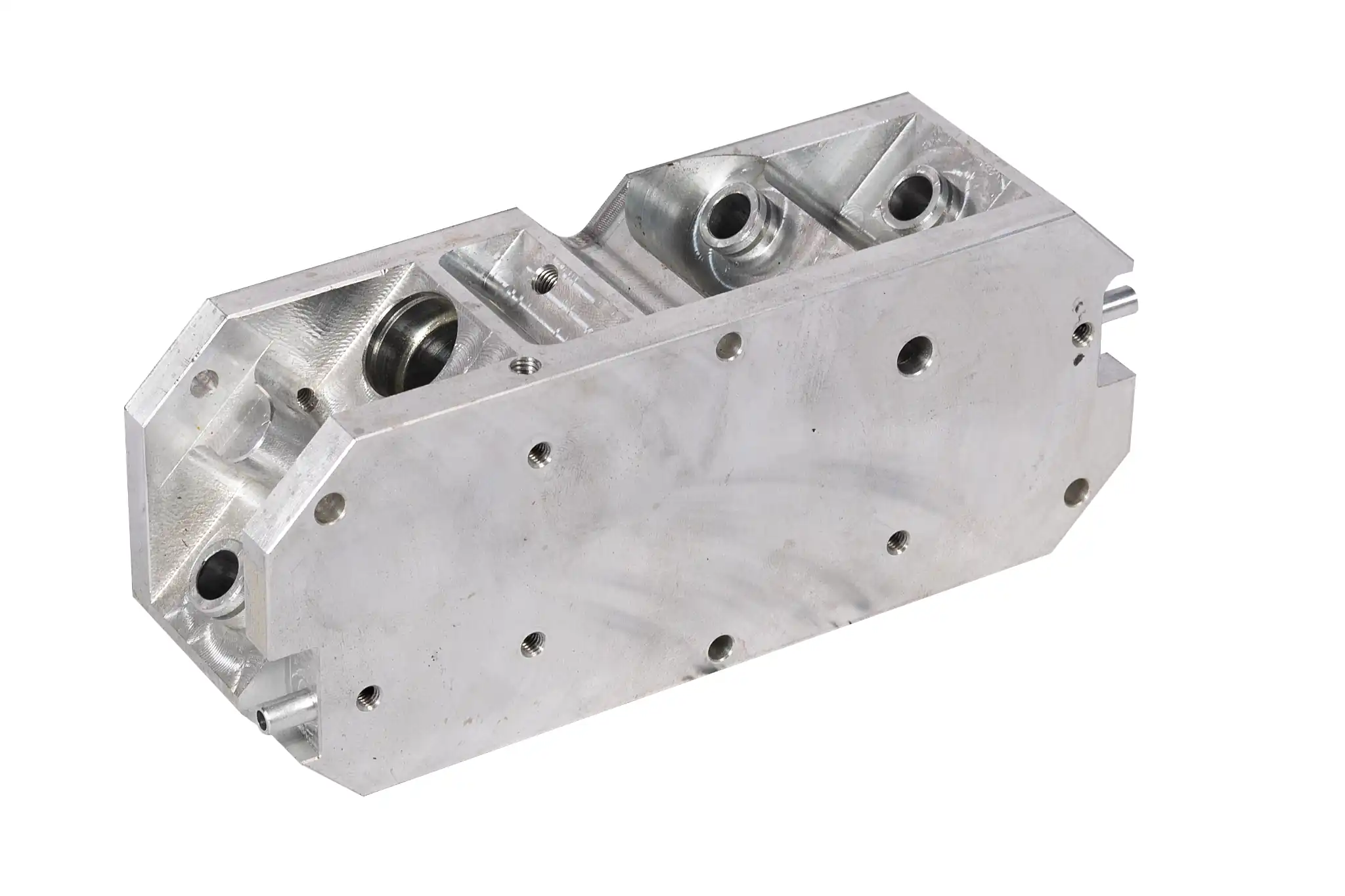 Aluminum equipment housing casting with machined surfaces and mounting holes