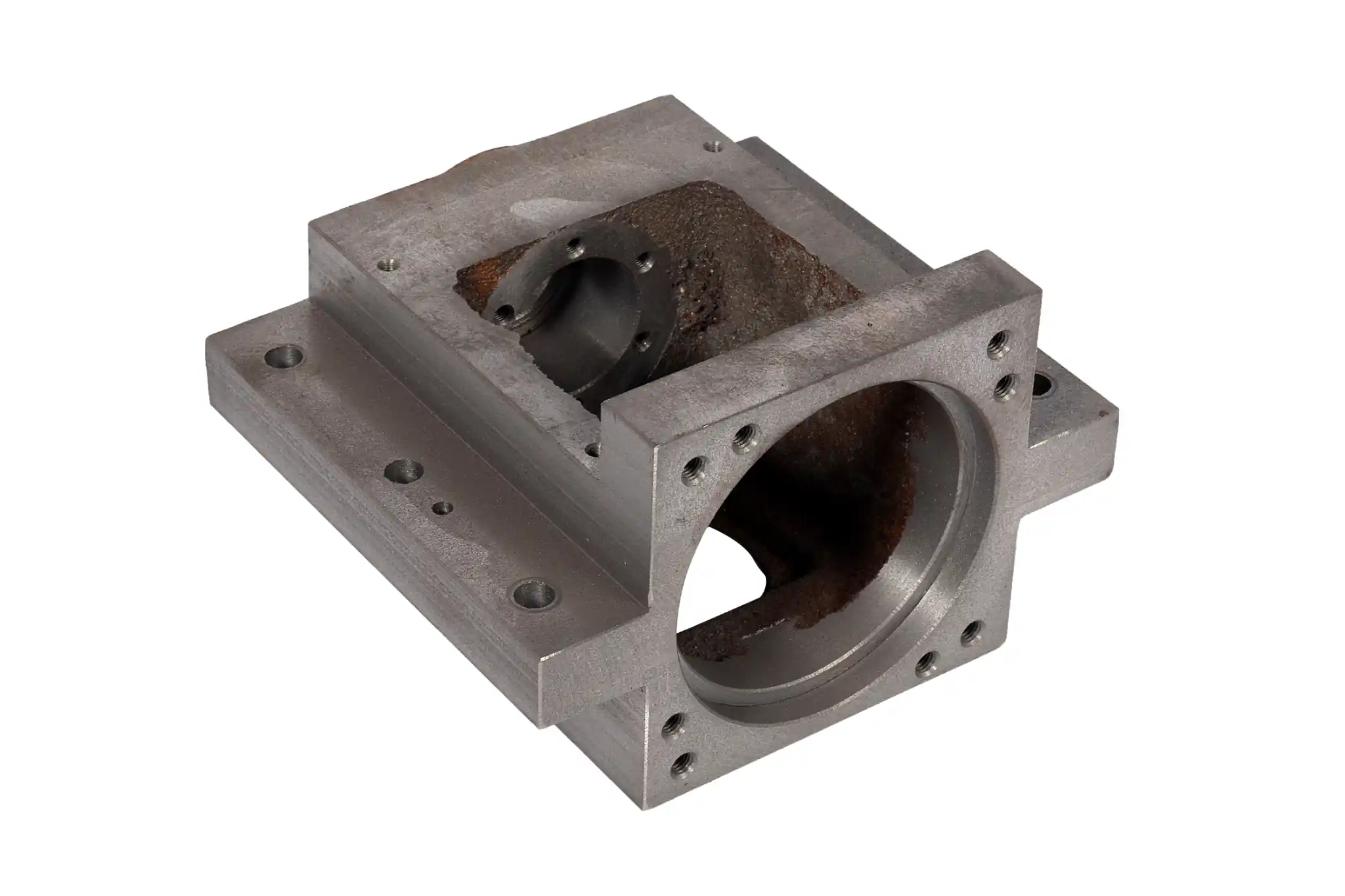 Base mounted bearing housing casting with large machined bore and mounting base