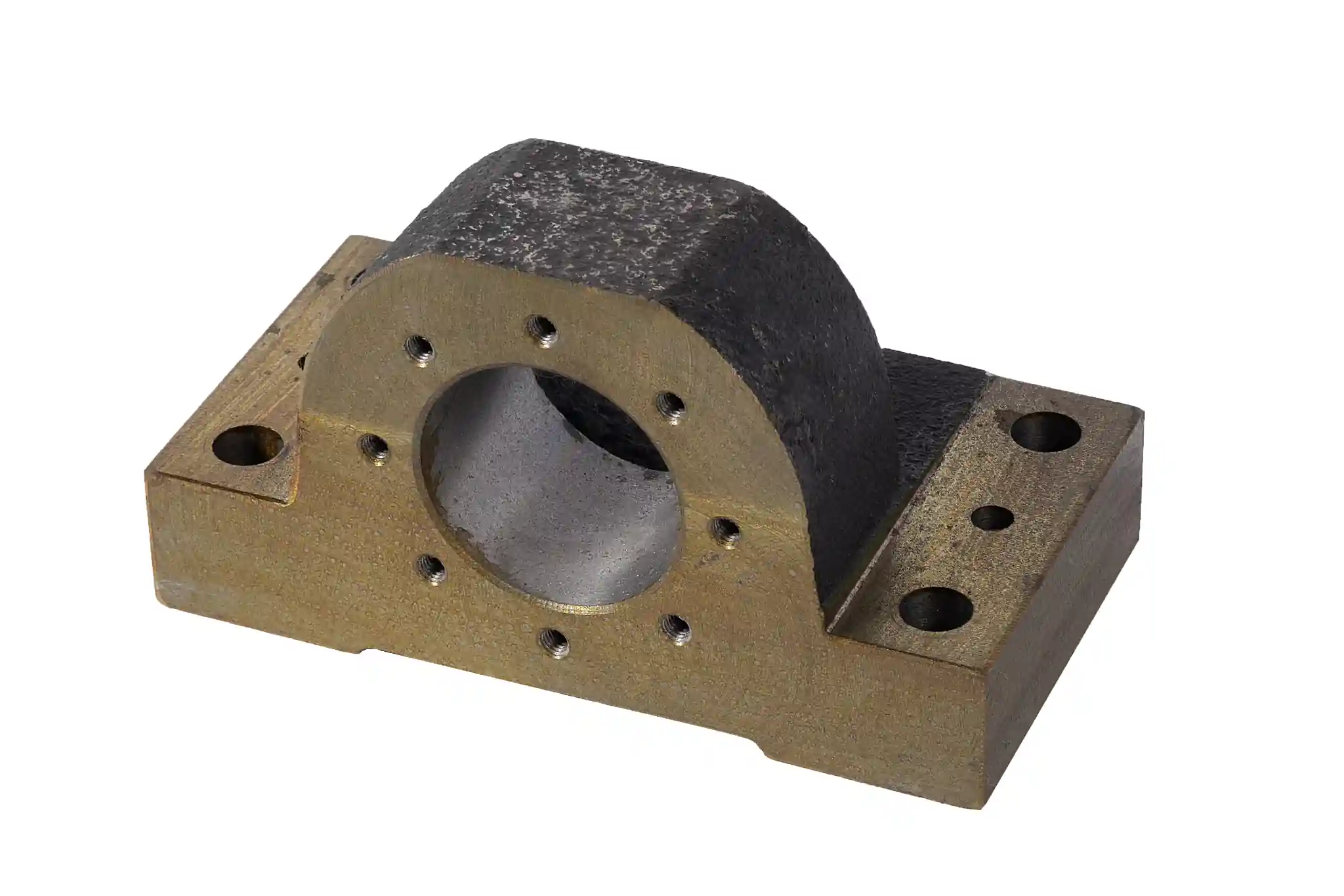 Custom industrial bearing housing with machined bore and mounting holes