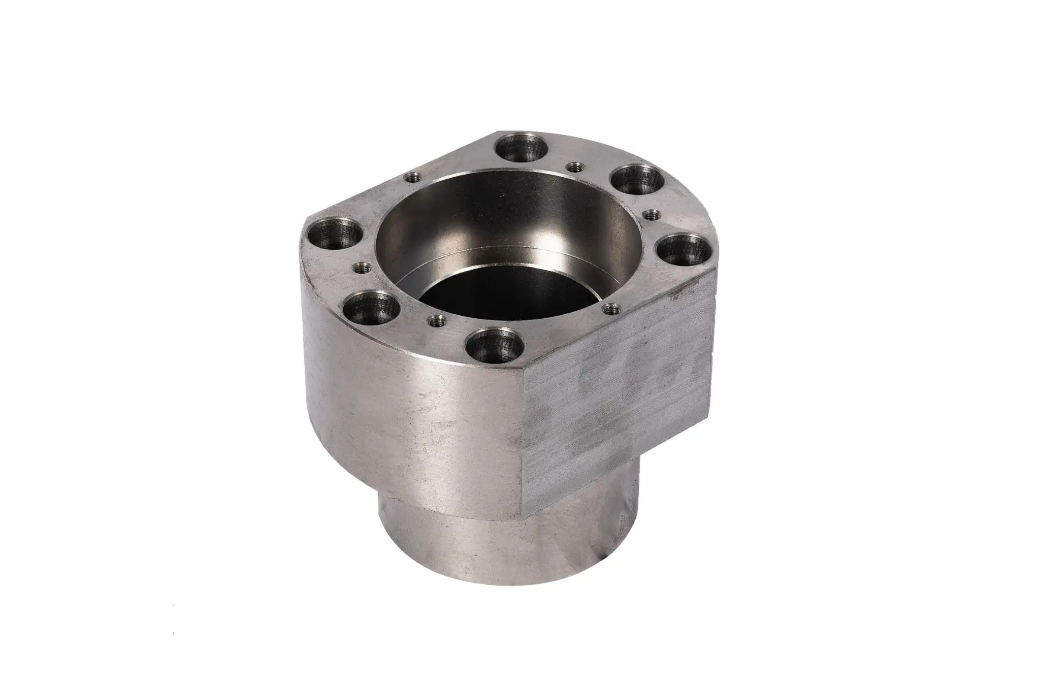 Flange bearing housing casting with machined bore and mounting holes