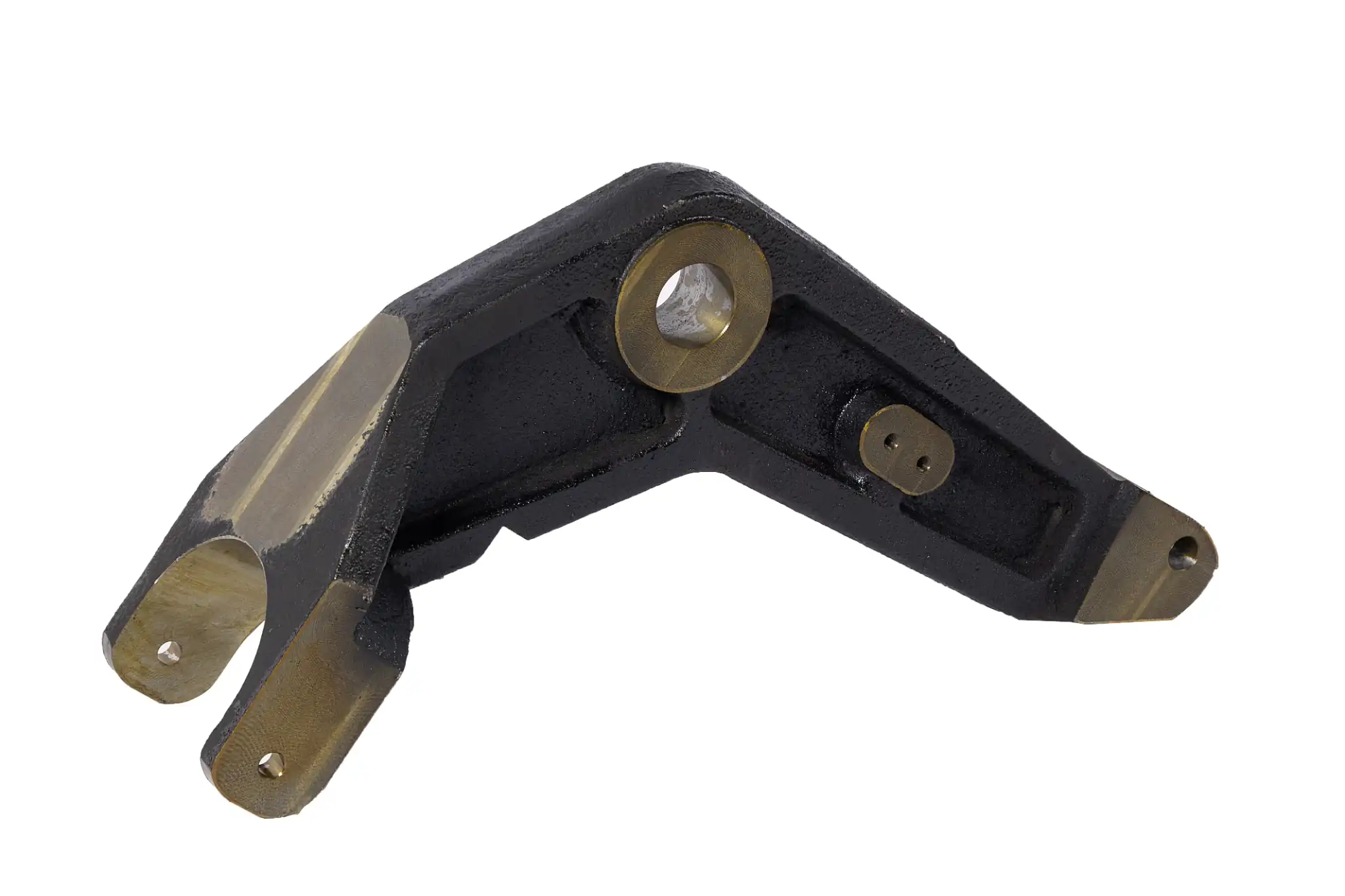 Custom fork bracket with machined holes and reinforced structure