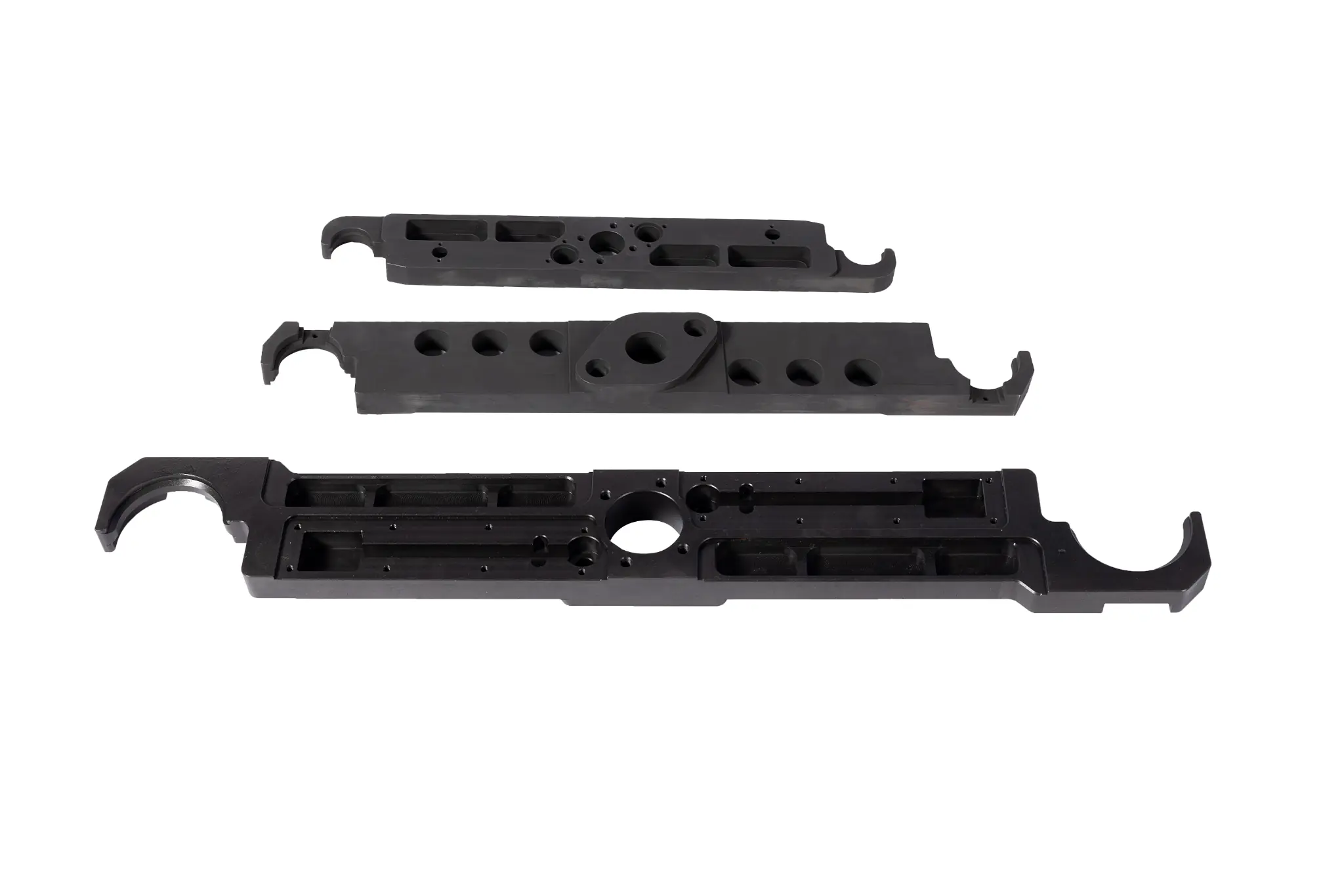 Industrial support bracket with machined slots and mounting holes