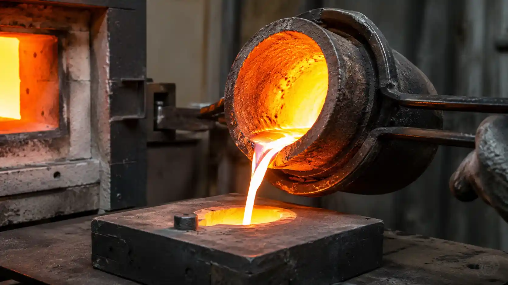 Gießen von geschmolzenem Aluminium in eine Gussform