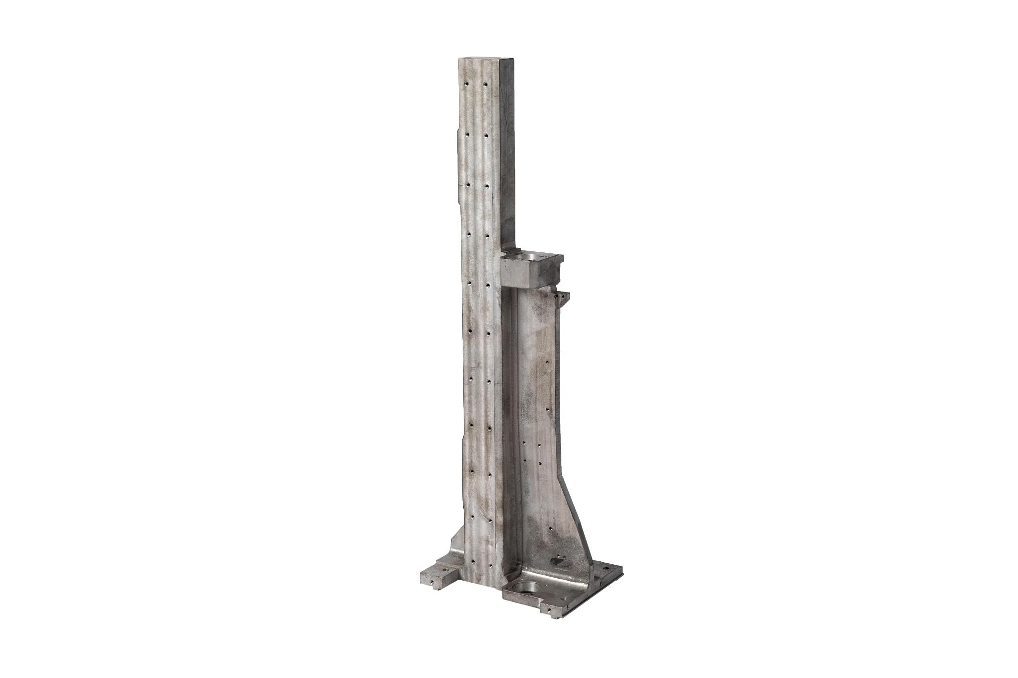 Industrial machine base plate with machined surface and mounting holes