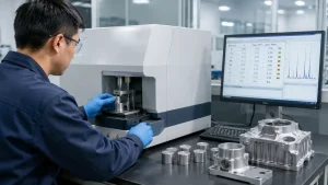 Aluminum casting material testing with optical emission spectrometer