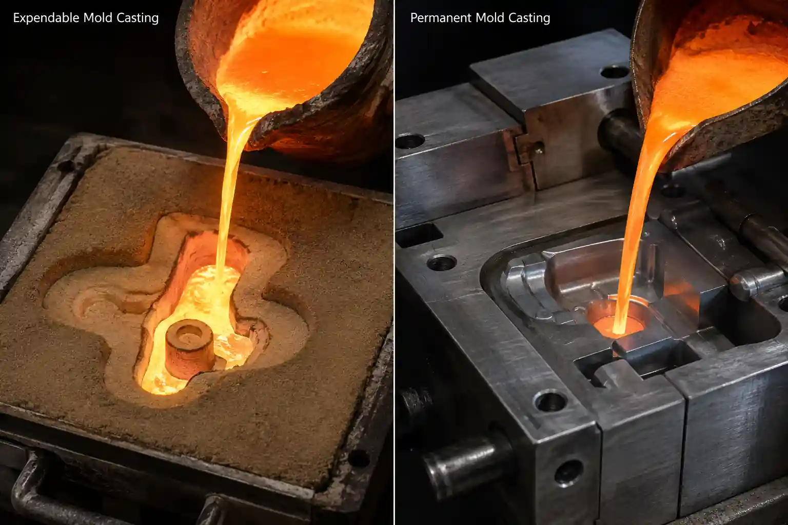 Expendable mold casting vs permanent mold casting process comparison