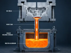 LPDC riser tube bottom filling and feeding path diagram