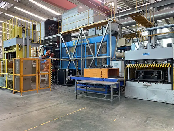 Industrial casting production equipment in foundry workshop