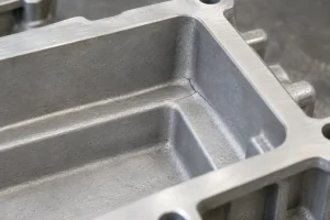 Quench crack at the inner corner of an aluminum casting.